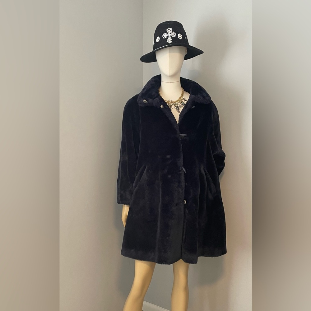Warm and cuddly Midnight blue vintage coat